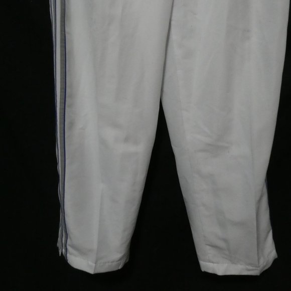 ADIDAS | 2XL | White Exercise Pants With Pockets and Grey and Blue Stripes | GUC - Picture 4 of 15
